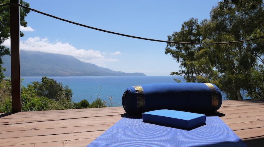 Outdoor relaxation with a Mat in greece