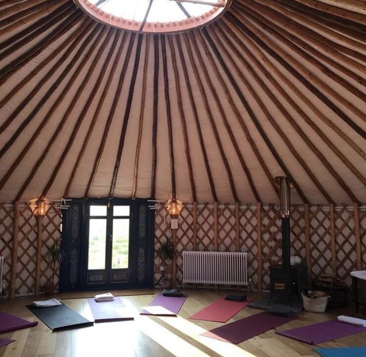 Inside of the tent where we can meditate